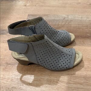 Taupe Gray Peep-Toe Sandals